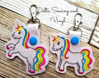 Unicorn Keychain, Unicorn Snap Tab, Unicorn Charm, Unicorn Key Fob