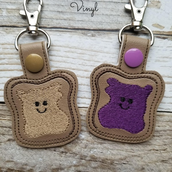 PB&J BFF Keychain, Peanut Butter and Jelly Key Fob, Peanut Butter and Jelly Snap Tab, BFF Keychain, Best Friend Key Fob Set