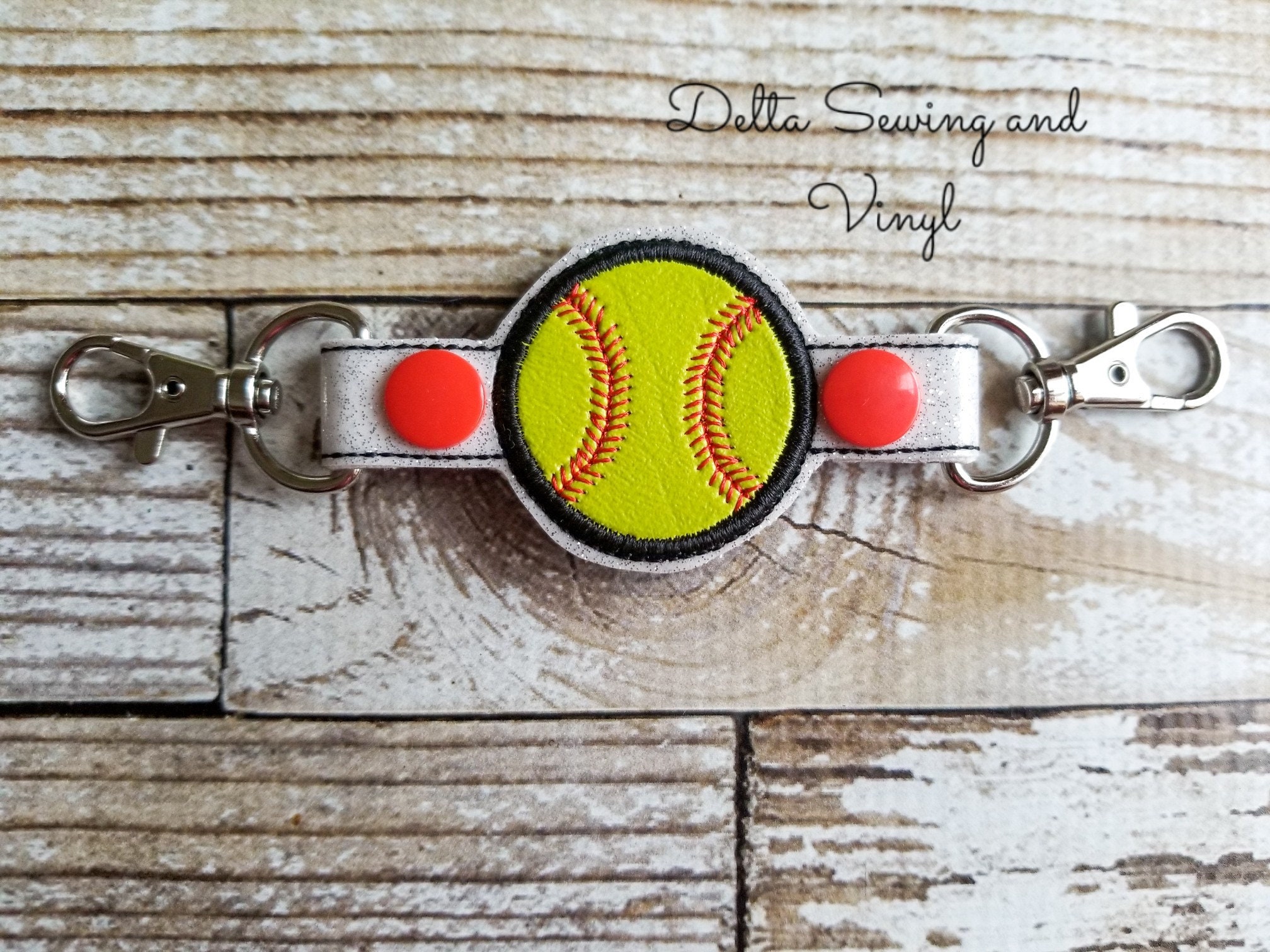 Softball Keychain Softball Snap Tab Softball Key Fob Sports Etsy