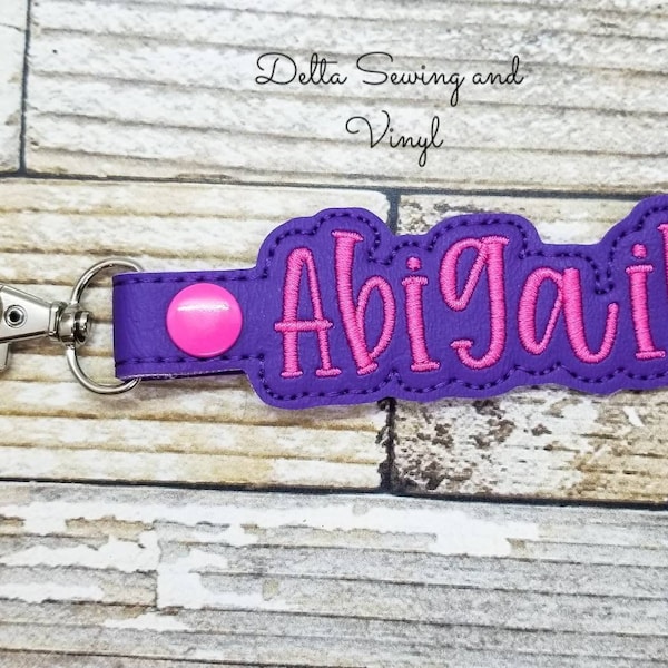 Personalized Name Keychain, Monogram Key Fob, Custom Name Snap Tab, Monogram Charm, Name Zipper Pull, Gift for Girls