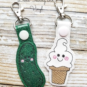 Pickles and Ice Cream BFF Keychain Set, BFF Keychains, Pickles and Ice Cream Snap Tabs, Pickles and Ice Cream Charms