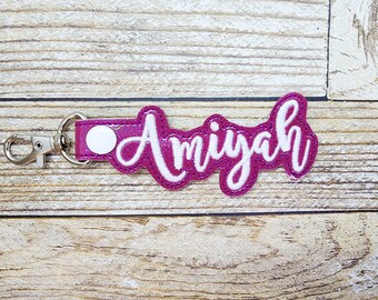 Personalized Name Keychain, Monogram Key Fob, Custom Name Snap Tab, Monogram Charm, Name Zipper Pull, Gift for Girls