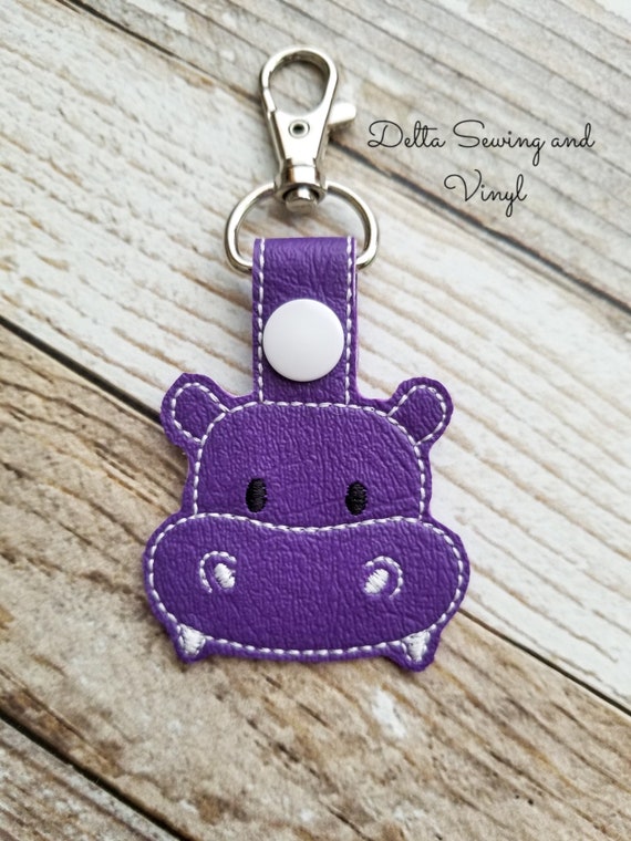 ❤ Hippo keyring with initial gifts bag charm hippopotamus animal nature safari