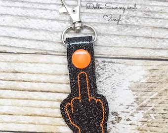 Middle Finger Keychain, Middle Finger Emo Key Fob, Flippin' the Bird Keychain, Funny Gift, Hand Gesture, Adult Keychain, Sarcasm Key Fob
