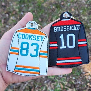 Personalized Hockey Jersey Bag Tag, Custom Hockey Team Bag Tag, Hockey Player Gift, Hockey Team Gifts, Hockey Coach Key Ring immagine 2