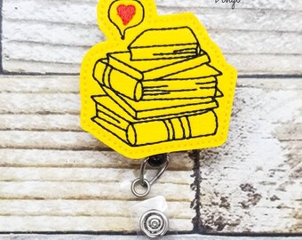 Book Love Id Badge Reel, Bookworm Work Badge, Reading Badge Reel, I Love Books Badge Reel, Nurse Badge Reel, Gift for Readers, Library Gift