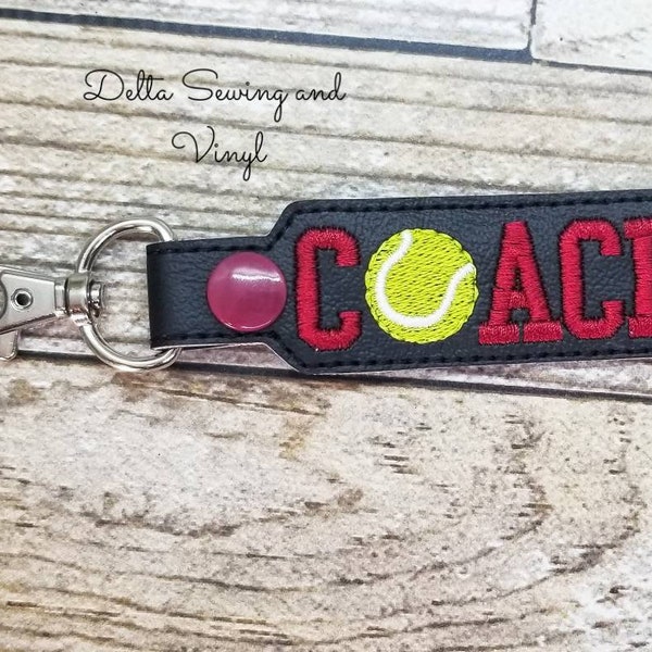 Tennis Coach Keychain, Tennis Club Key Fob, Tennis Coach Gift, Tennis Team Keychain, High School Tennis, Tennis Club Coach