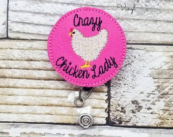 Crazy Chicken Lady Id Badge Reel, Chicken Work Badge, Farm Animal Badge Reel, Chicken Lovers Badge Reel, Nurse Badge Reel, Chicken Gift