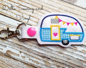 Camper Keychain, Camper Snap Tab, Camper Key Fob, Camper Charm, Camper Zipper Pull