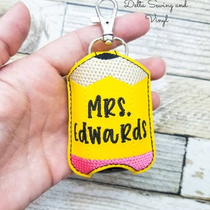 Porte-crayon personnalisé pour désinfectant pour les mains, Enseignant, Porte-lanière, Aide-enseignant, Proviseur, École primaire, École maternelle, Jardin d'enfants