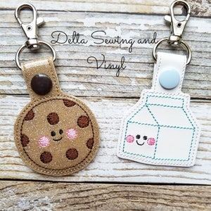 Milk and Cookie BFF Keychain Set, BFF Keychains, Milk and Cookie Snap Tab Set, Milk and Cookie Charms, Milk and Cookie BFF Keychains