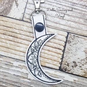 Moon Keychain, Mandala Key Fob, Space Charm, Star Zipper Pull, Night Sky