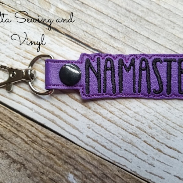 Namaste Keychain, Namaste Key Fob, Yoga Keychain, Yoga Key Fob, Namaste Charm, Namaste Zipper Pull