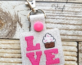 Love Cupcake Keychain, Cupcake Love Key Fob, I Love Cupcakes Keychain