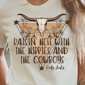 L&#39;enfer avec les hippies et les cowboys à télécharger PNG, musique country, Cody Jinks, VSCO, sweat à capuche western, graphisme musique country