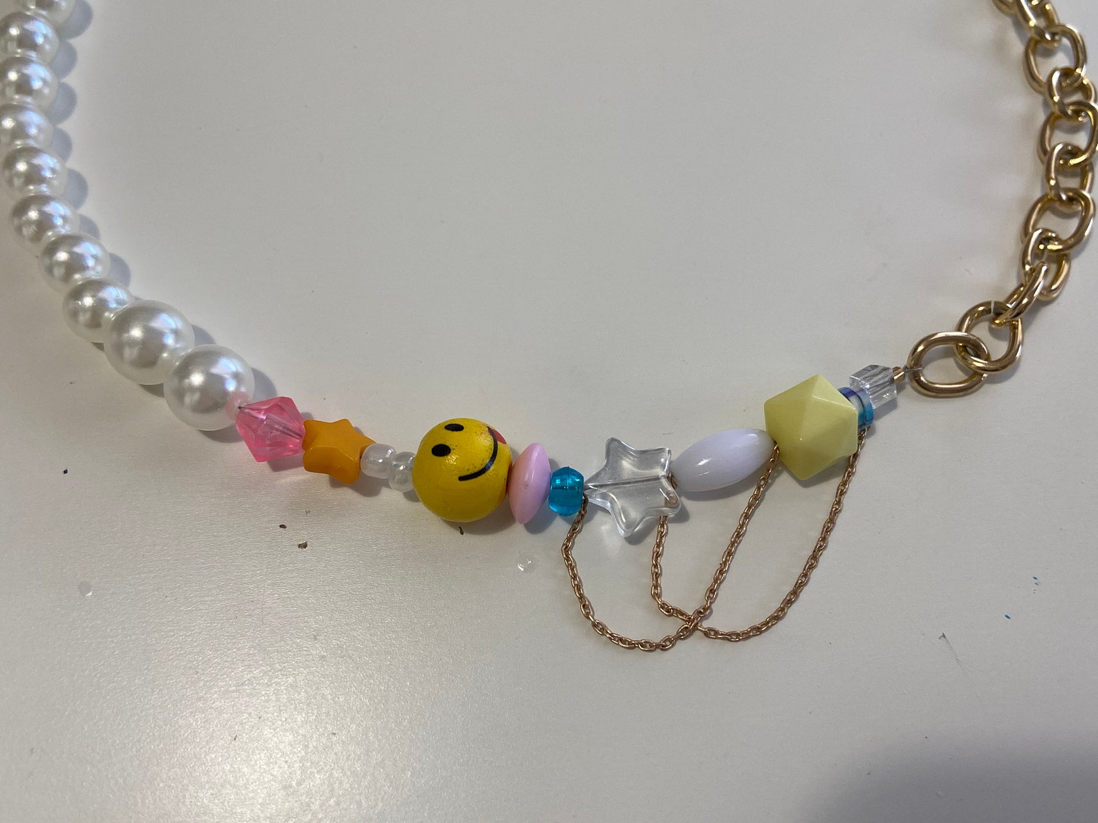 Half chain half bead necklace pearls assorted beads chain Etsy