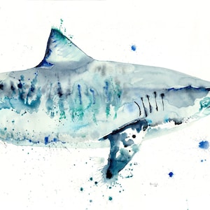 Tiger Shark abstract (signed limited edition) watercolor print