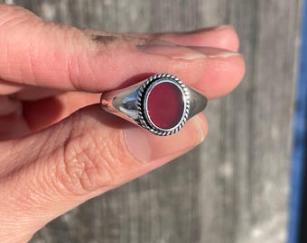 Carnelian Signet/ Sterling Silver/ Size US 12/ Handmade/ Ring/ Earth to Chandra