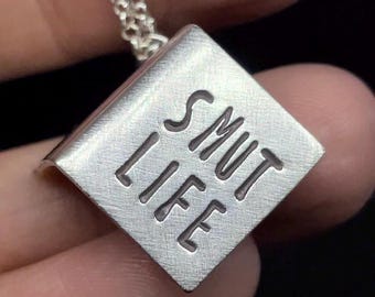Smut Book/ Bookworm/ Handmade/ Sterling Silver Pendant/ Earth to Chandra