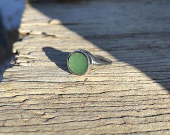 Aventurine Signet/ Sterling Silver/ Size US 7/ Handmade/ Ring/ Earth to Chandra