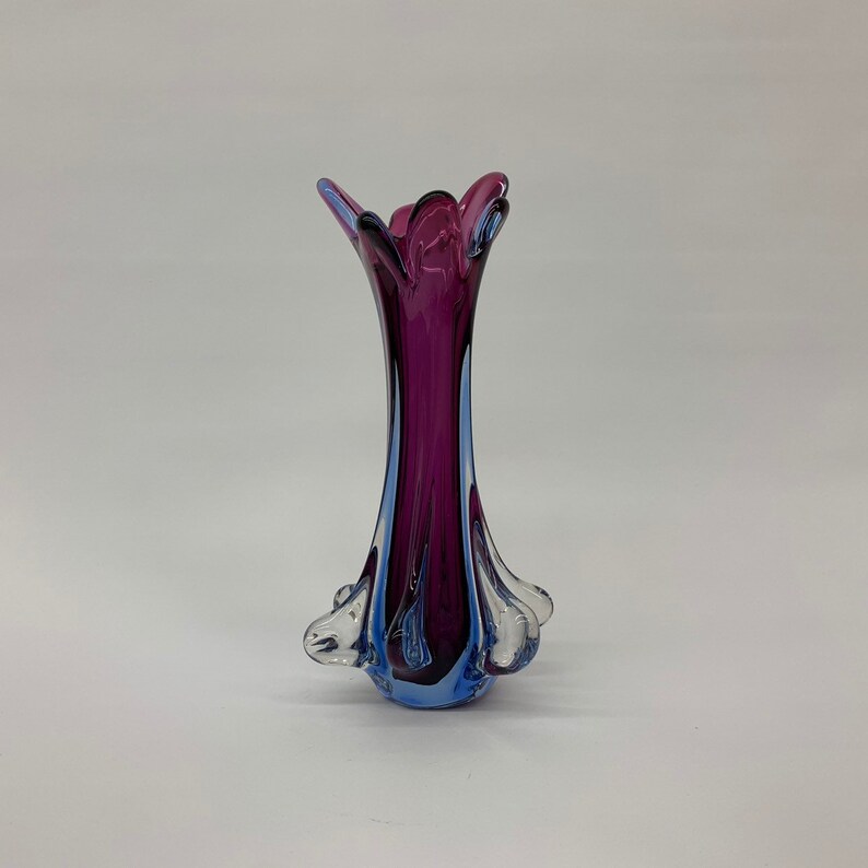 Murano glass vase pink blue 1960's Etsy