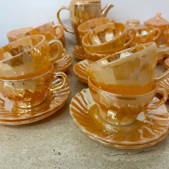 Set of 38 Anchor and Hocking Fire King Peach Luster Laurel