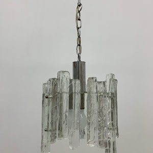 Hanging Lamp in Frosted Ice Glass by J. T. Kalmar for Kalmar Franken KG, 1970s