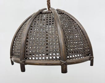 Vintage hanging lamp bamboo, 1970s
