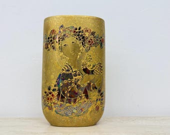 Rare Bjørn Wiinblad for Rosenthal vase gold decor, 1970's