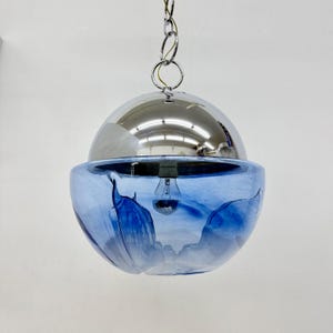 Mid-century design Large globe Murano glass hanging lamp by Mazzega, 1970s