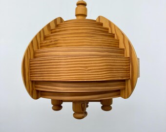 Vintage Swedish Hans Agne Jackobsson lamella hanging lamp, 1970s