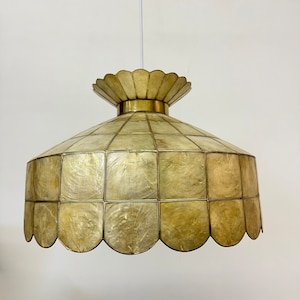 Vintage mother of pearl hanging lamp 1970s