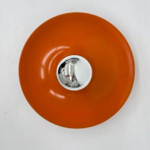 Mid-century design honsel orange space age disc lamp , 1970s attributed to Charlotte Perriand for les arcs