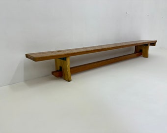 Banc d'école vintage en bois, 1970