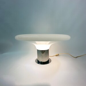 Large glass table lamp Ufo space age Italian design, 1970s