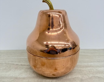 Cubitera vintage Raymor grande de cobre con forma de pera para champán y vino, fabricada en Italia en la década de 1970.