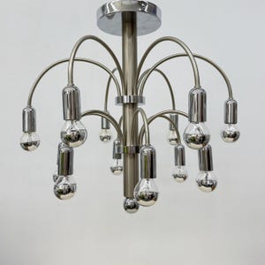 Vintage Chromed Brass Ceiling Lamp from Sciolari, 1970s