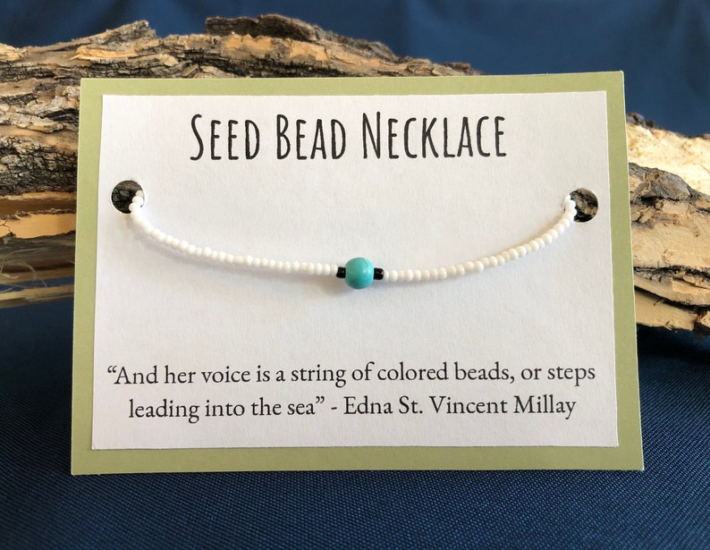 Beaded Choker Seed Bead Necklace Teal and White Seed Bead Choker White and Blue Choker Necklace