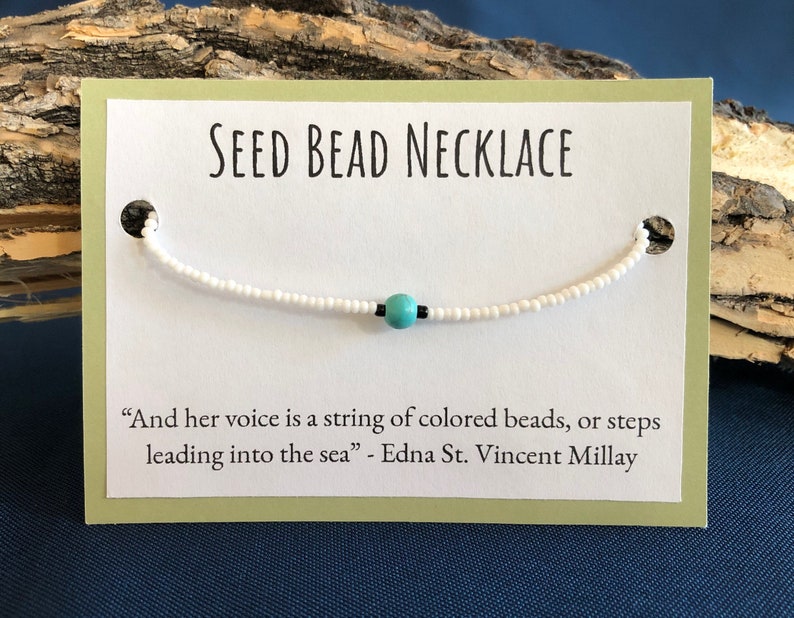 Beaded Choker Seed Bead Necklace Teal and White Seed Bead Choker White and Blue Choker Necklace