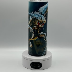 Mothman Tumbler – Gothic Cryptid Travel Cup with Lid – Paranormal Gift for Horror Fan, Conspiracy Lover, or Coffee Addict