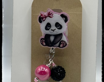 Portatarjetas de identificación de oso panda, clip para identificación de animales, accesorio para enfermeras y maestras