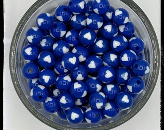 12 mm Blauwe kralen met hartje