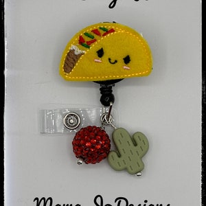 Taco Badge Reel, Funny Food ID Holder for Nurses, Cute Retractable Reel for Work, Gift for Coworker, Teacher, Office Accessory