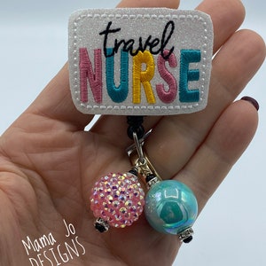 Travel Nurse Beaded badge reel