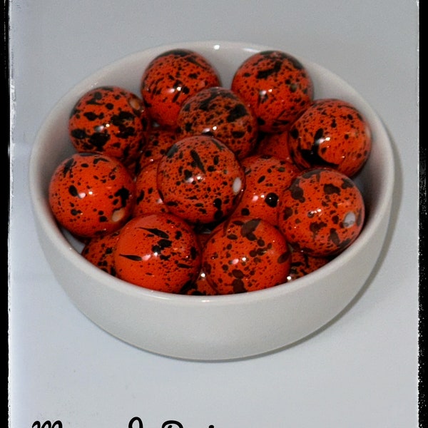 Orange And Black Acrylic Splatter Beads