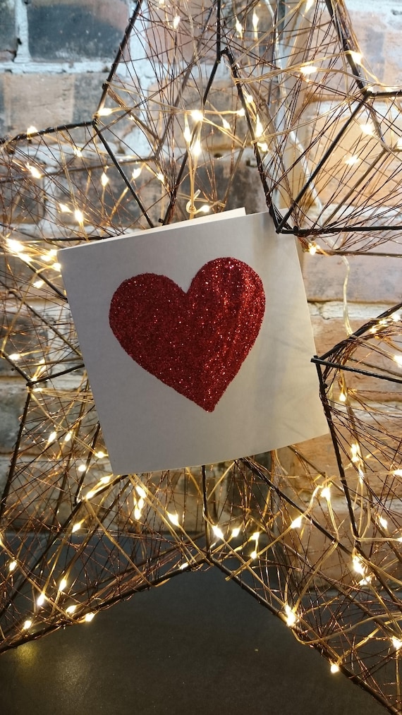 Glitter Heart WeddingEngagementValentines Card **OTHER COLOURS AVAILABLE**