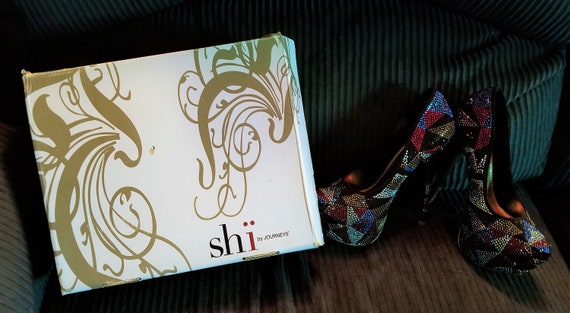 Spectacular vintage Shi rhinestone platform shoes… - image 2
