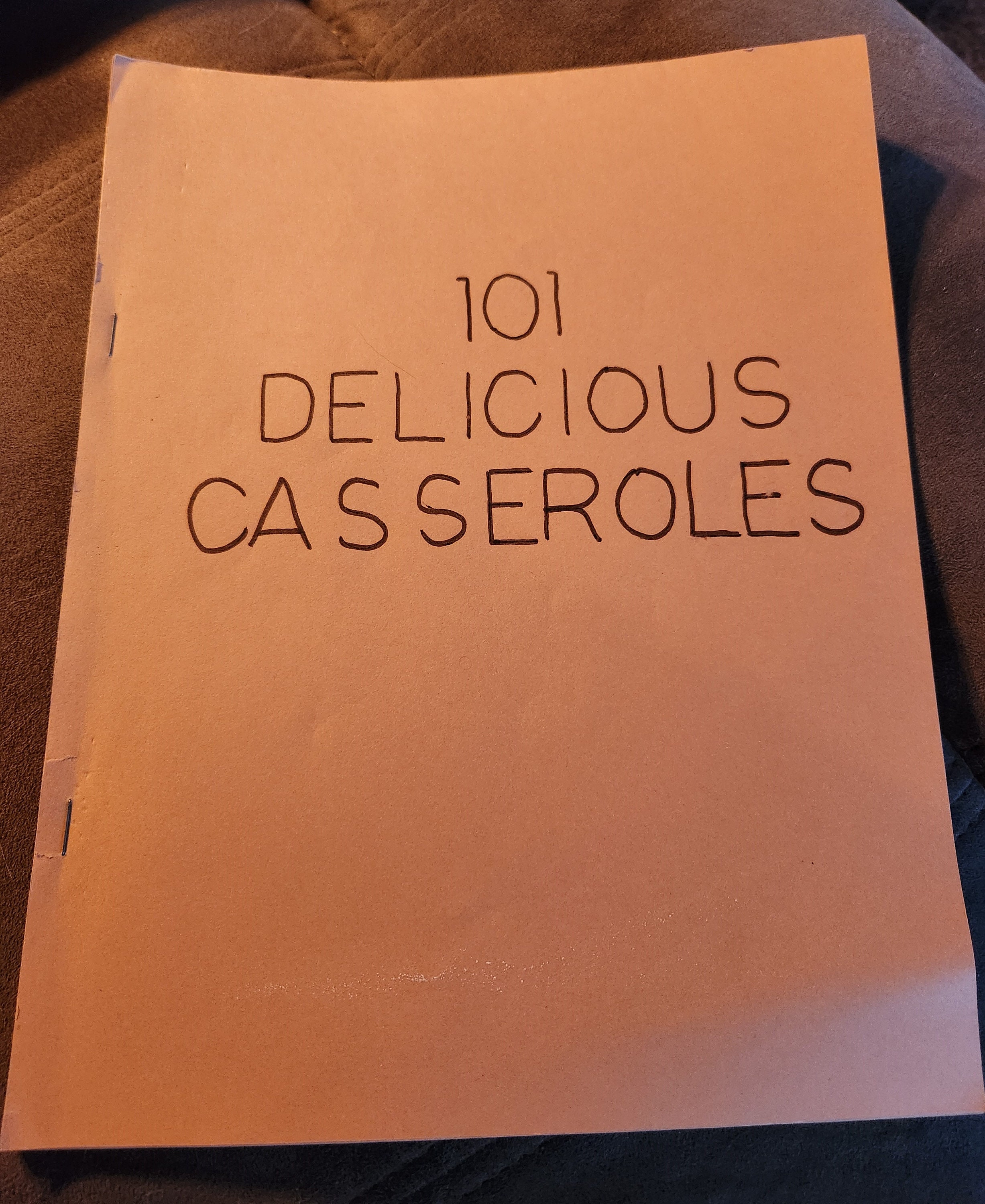 1970s Vintage Typewritten and Stapled Cookbook, 