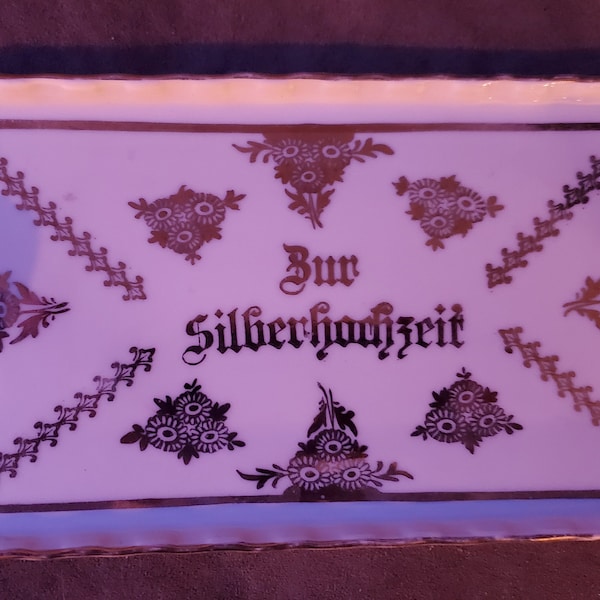 Vintage German silver anniversary plate, Bur Silberhochzeit, limited edition