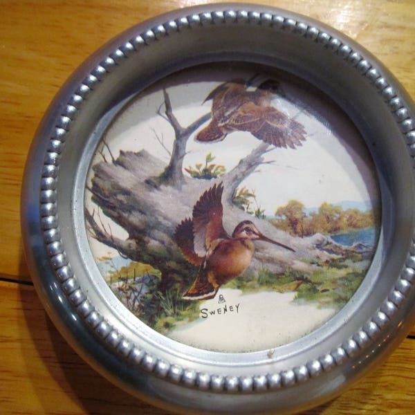 Vintage Fred Sweney wildlife coaster, silver and glass